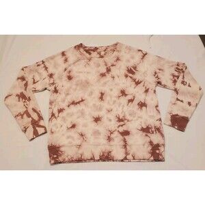 ATHLETA Sundown Sz S Tie Dye Pale Salmon White Sweatshirt Hippie Boho Crew Neck